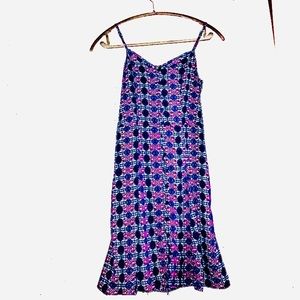 Navy & Pink Boho Pattern Pattern MIDI Dress
